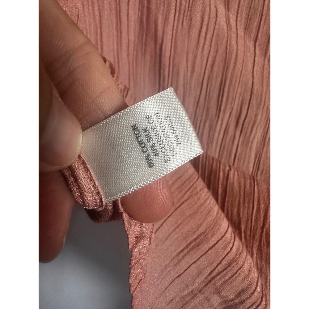 Banana Republic Silk Blend Crinkle Pintuck Tunic Shirt Dusty Rose Pink Small - Picture 6 of 7